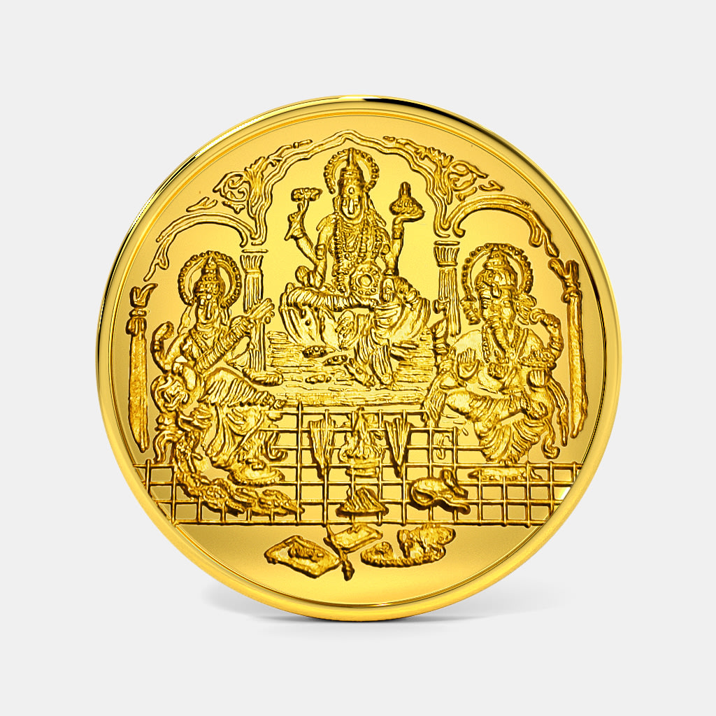 5 gram 24 KT Lakshmi Ganesh Saraswati Gold Coin