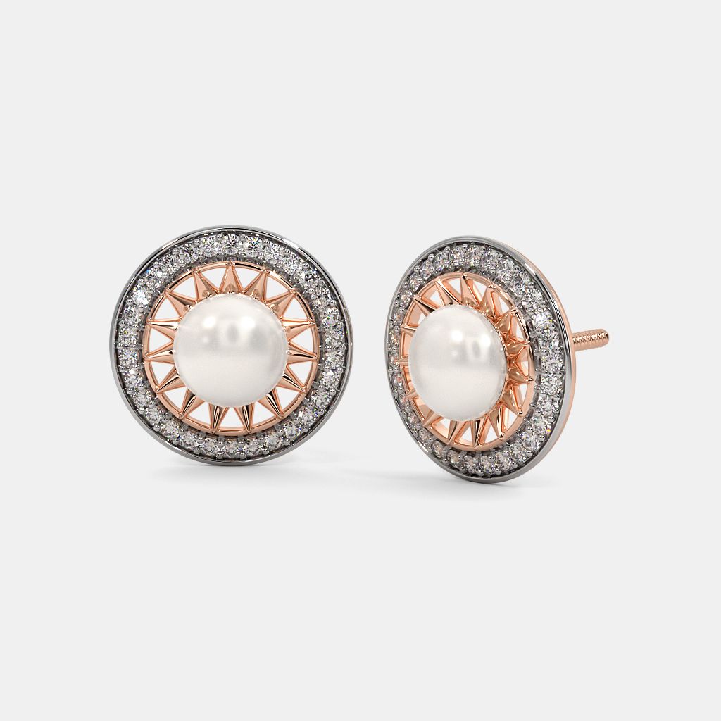 The Sun Moon Stud Earrings BlueStone