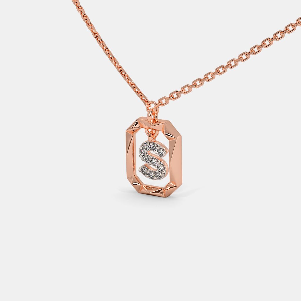 土居 Rose Gold Necklace Letter S Pendant Necklace Estele Valentine Gift