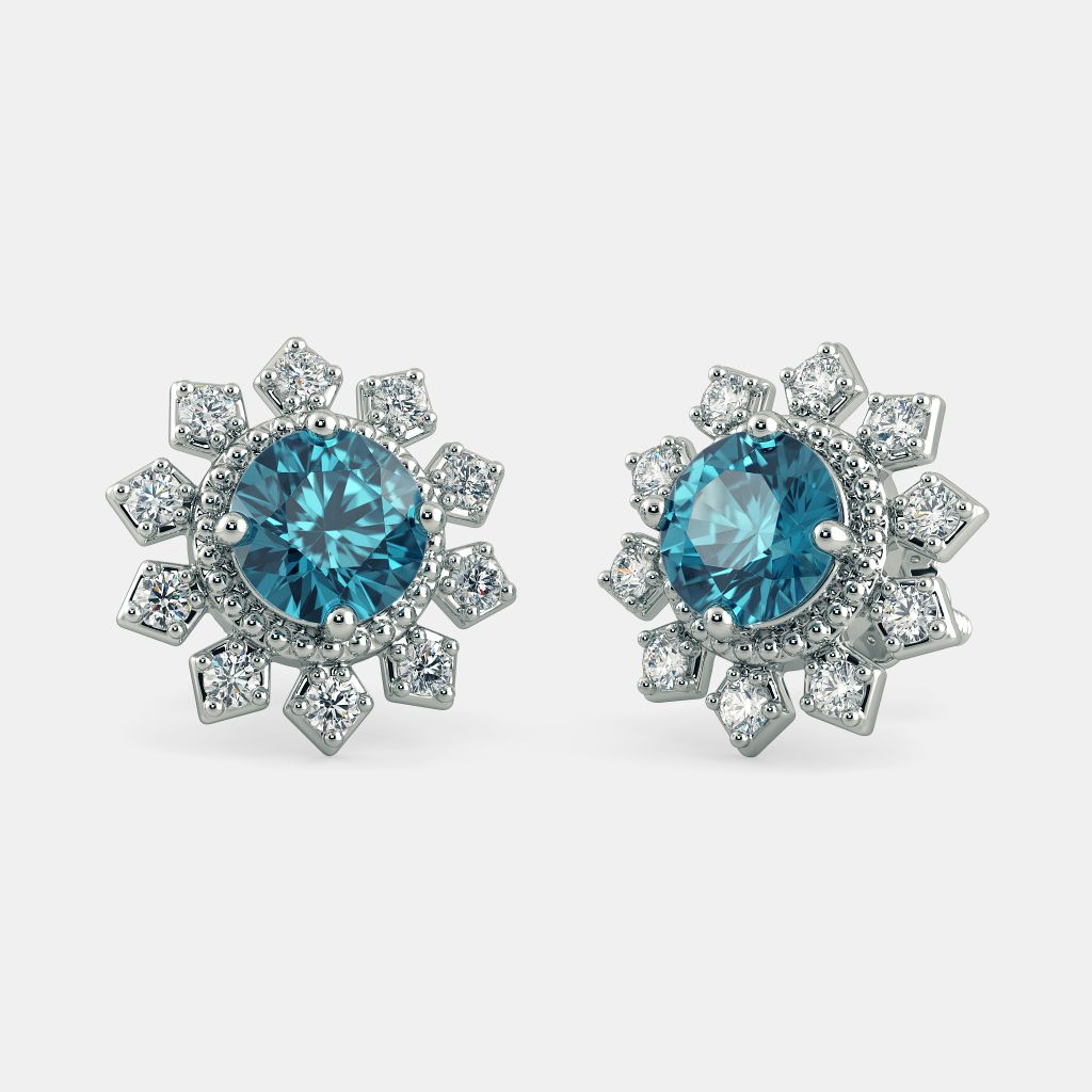 Blue topaz flower deals earrings