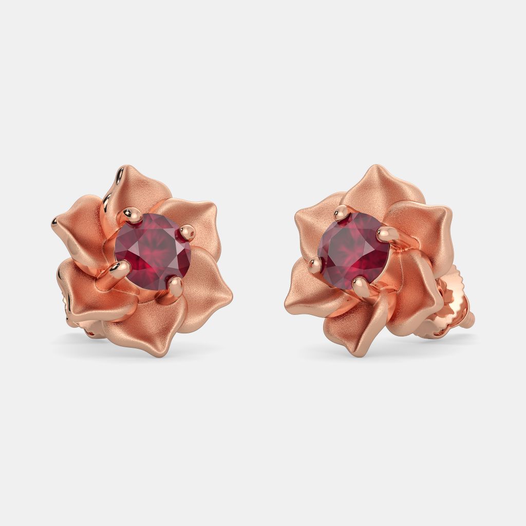 Buy handmade Red Rose Bud Earrings online  Seema Clay