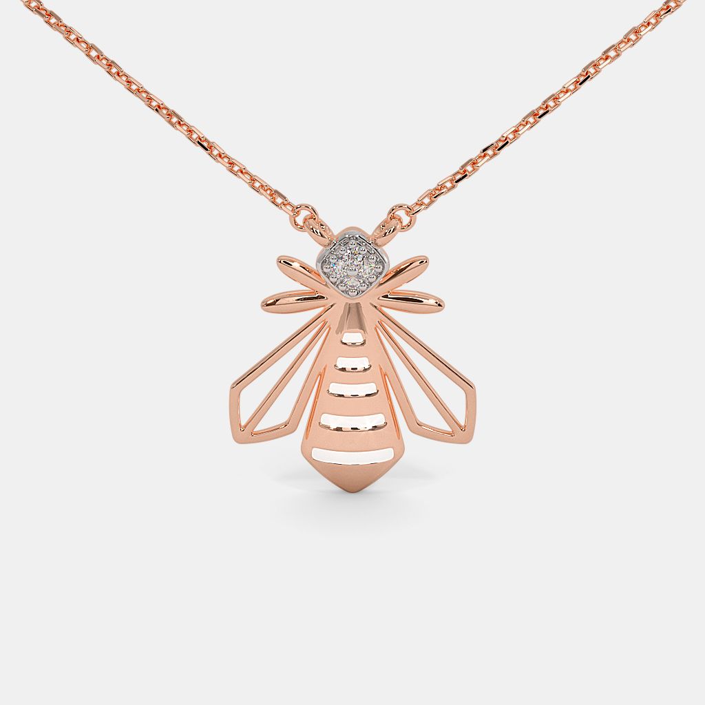 The White Bee Pendant Necklace BlueStone