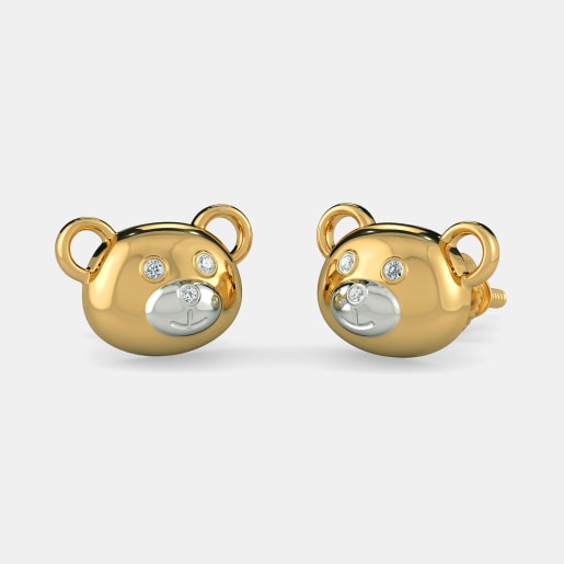 Kids S Diamond Earring Designs Online In India 2018 Bluestone The Bear World Earrings For Kids