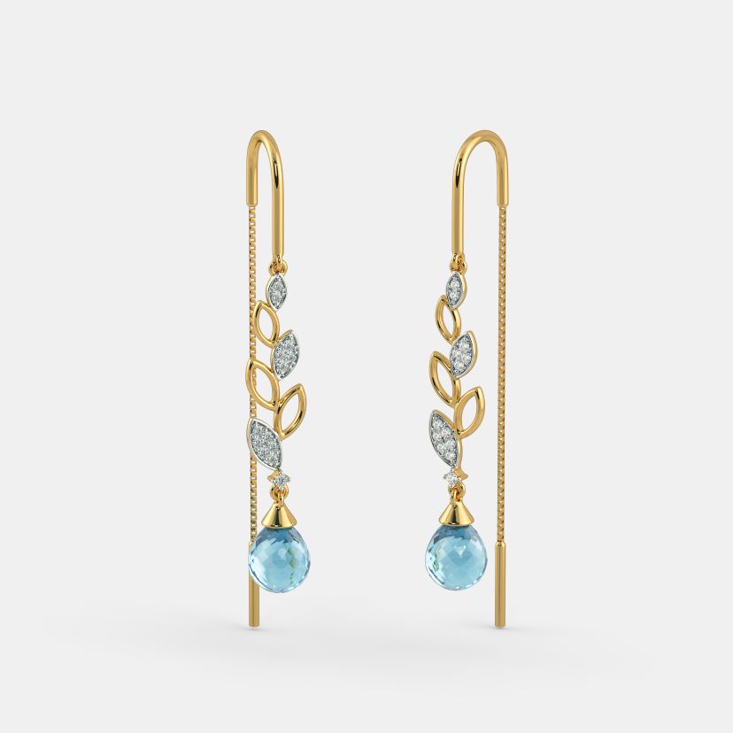 Dark blue top topaz earrings
