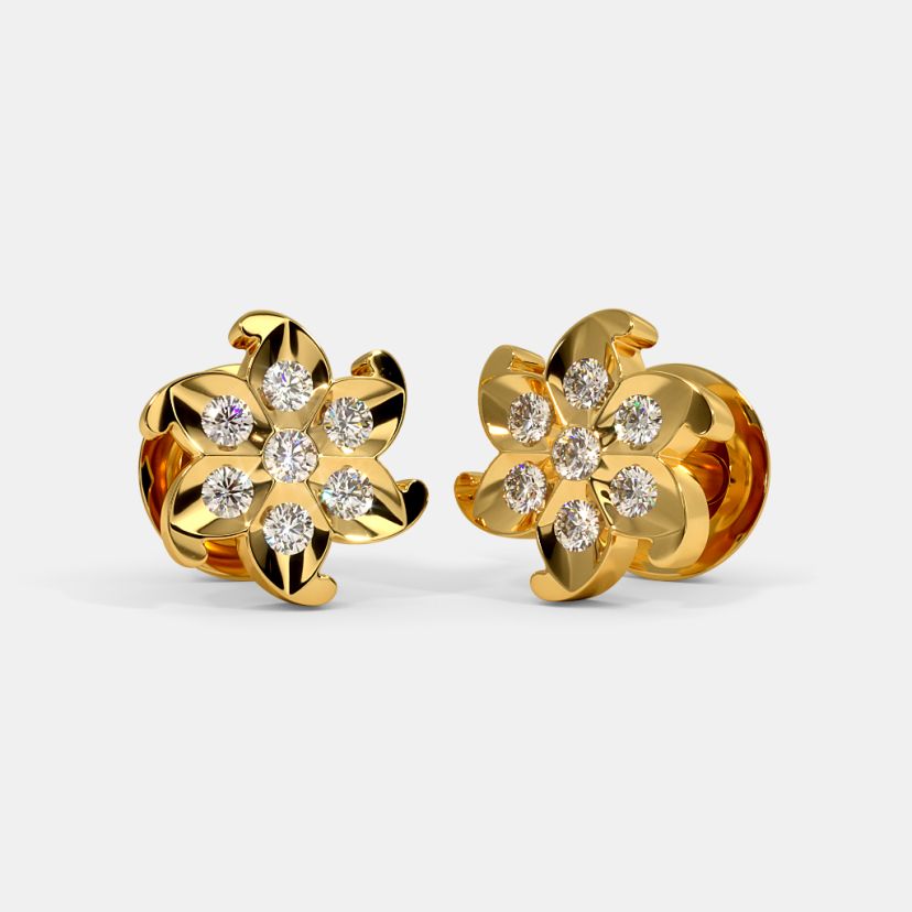 Buy CaratLane Contemporary Seven Stone 14k Yellow Gold and Diamond Stud  Earrings at Amazonin