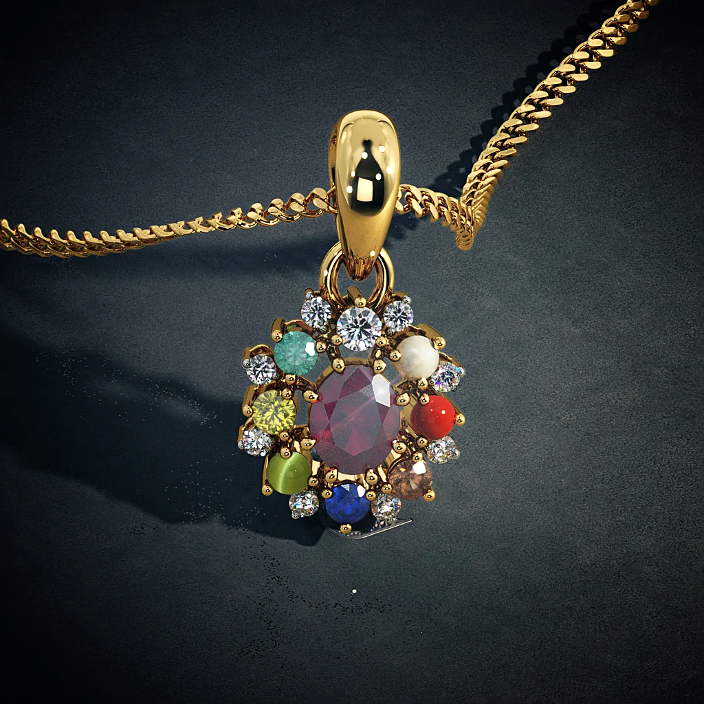 Navratna pendant tanishq top