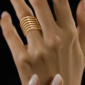 The Golden Strata Chevron Ring - thumb 3