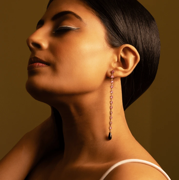 Editorial Coverage for The Dimitris Dangler Earrings