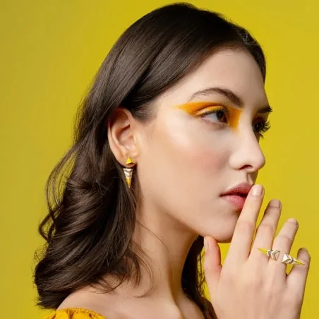 Editorial Coverage for The Triadic Front Back Earrings